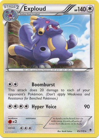 Pokemon Trading Card Game Exploud 85/119 Reverse Holo Rare XY Phantom Forces