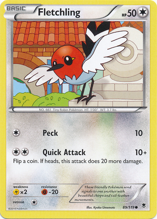 Pokemon Trading Card Game Fletchling 89/119 Reverse Holo Common