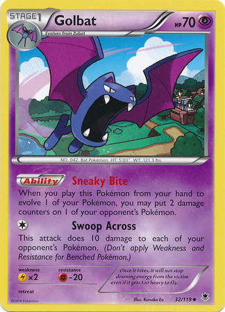 Pokemon Trading Card Game Golbat 32/119 Reverse HoloUncommon