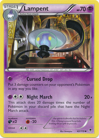 Pokemon Trading Card Game Lampent 42/119 Reverse Holo Uncommon