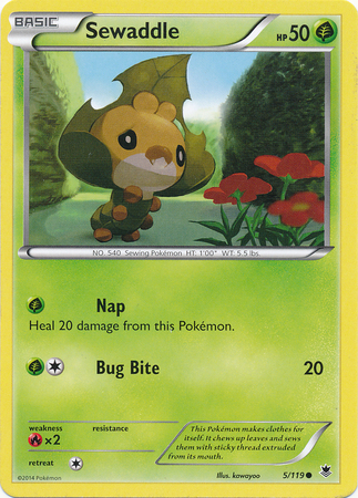 Pokemon Trading Card Game Sewaddle 5/119 Common