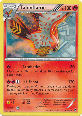 Pokemon Trading Card Game Talonflame 10/119 Reverse Holo Rare