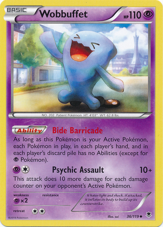 Pokemon Trading Card Game Wobbuffet 36/119 Uncommon