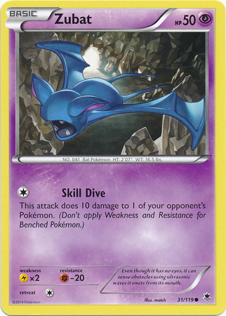 Pokemon Trading Card Game Zubat 31/119 Common