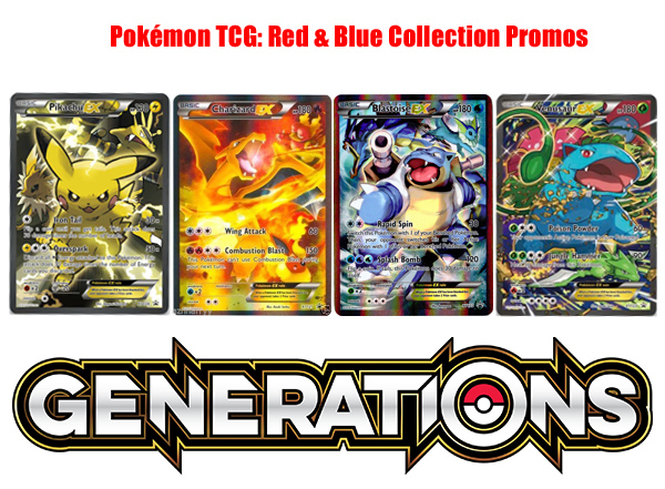 Pokemon Trading Card Game PIKACHU EX FULL ART XY124 - Charizard EX XY121 Full Art - Blastoise EX XY122 Full Art - Venusaur EX FULL ART XY123 Generations Black Star Promos