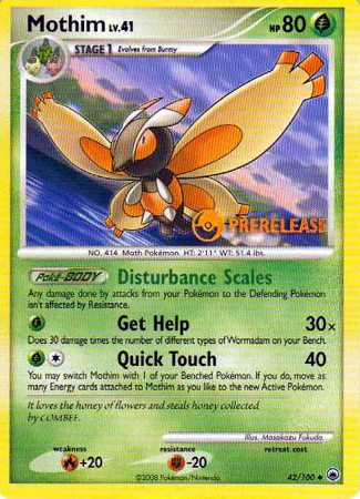 Pokemon Cards Mothim Pre Release Majestic Dawn Promo