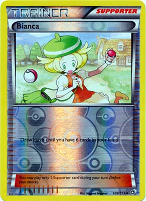 Pokemon Trading Card Game Bianca 109/113 Reverse Holo Uncommon Trainer Black & White Legendary Treasures