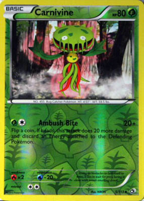 Pokemon Trading Card Game Carnivine 5/113 Uncommon Reverse Holo Black & White Legendary Treasures