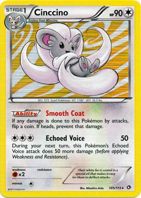 Pokemon Trading Card Game Cinccino 105/113 Holo Rare Black & White Legendary Treasures