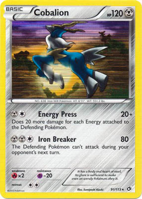 Pokemon Trading Card Game Cobalion 91/113 Holo Rare Black & White Legendary Treasures