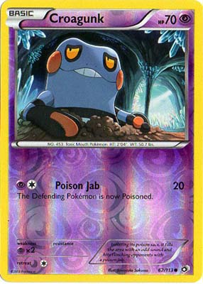 Pokemon Trading Card Game Croagunk 62/113 Reverse Holo Common Black & White Legendary Treasures