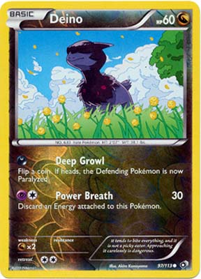 Pokemon Trading Card Game Deino 97/113 Reverse Holo Common Black & White Legendary Treasures