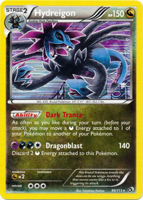 Pokemon Trading Card Game Hydreigon 99/113 Holo Rare Black & White Legendary Treasures