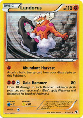 Pokemon Trading Card Game Landorus 85/113 Holo Rare Black & White Legendary Treasures