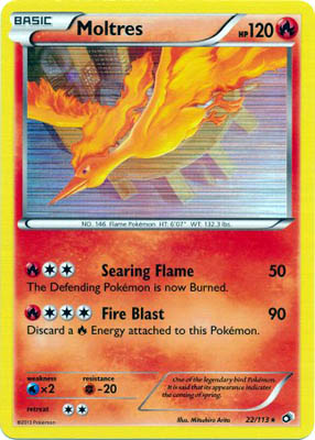 Pokemon Trading Card Game Moltres 22/113 Holo Rare Black & White Legendary Treasures