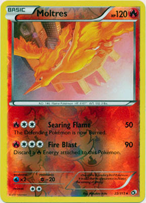 Pokemon Trading Card Game Moltres 22/113 Reverse Holo Rare Black & White Legendary Treasures