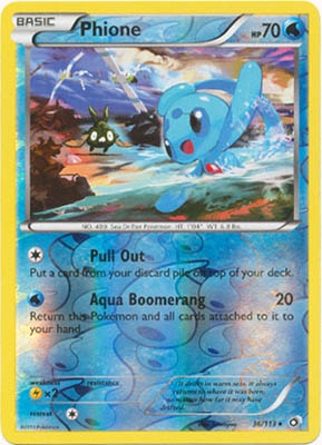Pokemon Trading Card Game Phione 36/113 Reverse Holo Rare Black & White Legendary Treasures