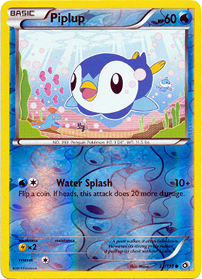 Pokemon Trading Card Game Piplup 33/113 Common Reverse Holo Holo Black & White Legendary Treasures