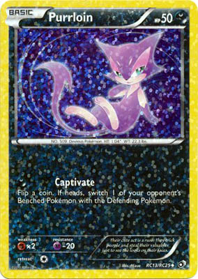 Pokemon Trading Card Game Purrloin RC13-RC25 Radiant Collection Holo Uncommon Black & White Legendary Treasures