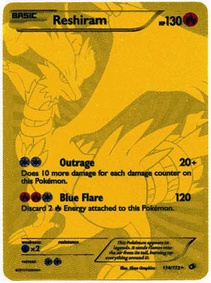Pokemon Trading Card Game Reshiram 114/113 Full Art Ultra Rare Black & White Legendary Treasures