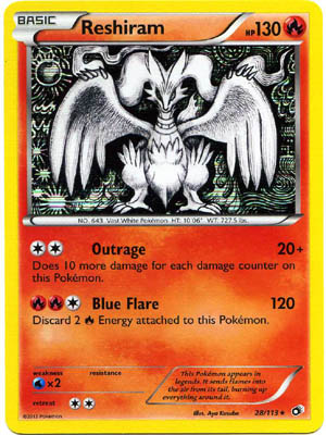 Pokemon Trading Card Game Reshiram 28/113 Holo Rare Black & White Legendary Treasures