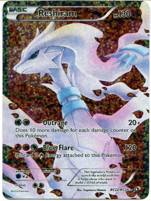 Pokemon Trading Card Game Reshiram RC22/RC25 Full Art Ultra Rare Black & White Legendary Treasures