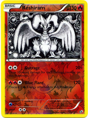 Pokemon Trading Card Game Reshiram 28/113 Reverse Holo Rare Black & White Legendary Treasures