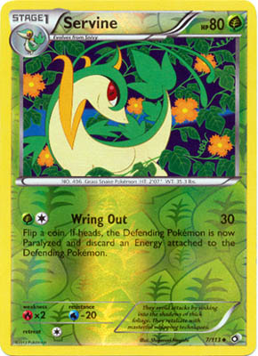 Pokemon Trading Card Game Servine 7/113 Reverse Holo Uncommon Black & White Legendary Treasures