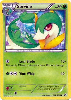 Pokemon Trading Card Game Servine RC2/RC25 Radiant Collection Holo Common Black & White Legendary Treasures