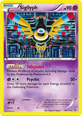 Pokemon Trading Card Game Sigilyph 66/113 Holo Rare Black & White Legendary Treasures