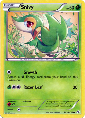 Pokemon Trading Card Game Snivy RC1/RC25 Radiant Collection Common Black & White Legendary Treasures