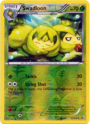 Pokemon Trading Card Game Swadloon 11/113 Reverse Holo Uncommon Black & White Legendary Treasures