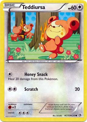Pokemon Trading Card Game Teddiursa RC15/RC25 Radiant Collection Holo Common Black & White Legendary Treasures