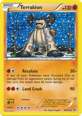 Pokemon Trading Card Game Terrakion 84/113 Holo Rare Black & White Legendary Treasures