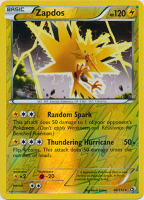 Pokemon Trading Card Game Zapdos 46/113 Reverse Holo Rare Black & White Legendary Treasures