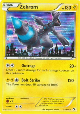 Pokemon Trading Card Game Zekrom 51/113 Holo Rare Black & White Legendary Treasures