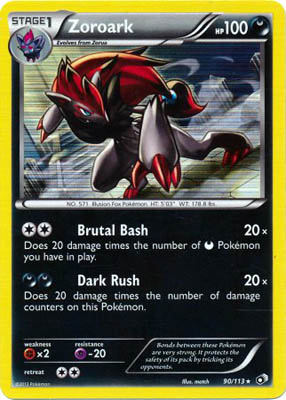 Pokemon Trading Card Game Zoroark 90/113 Holo Rare Black & White Legendary Treasures