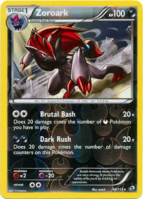 Pokemon Trading Card Game Zoroark 90/113 Reverse Holo Rare Black & White Legendary Treasures