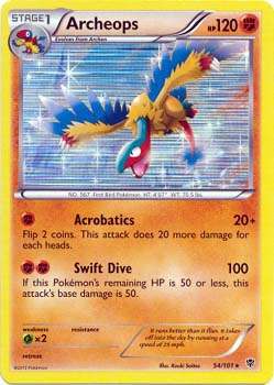 Pokemon Trading Card Game Archeops 54/101 Holo Black & White Plasma Blast