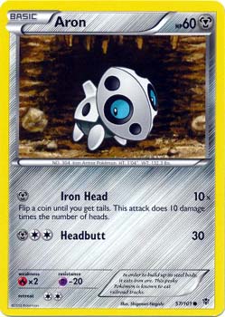 Pokemon Trading Card Game Aron 57/101 Common Black & White Plasma Blast