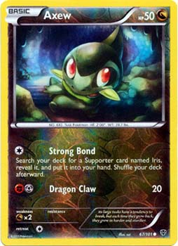 Pokemon Trading Card Game Axew 67/101 Reverse Holo Common Black & White Plasma Blast