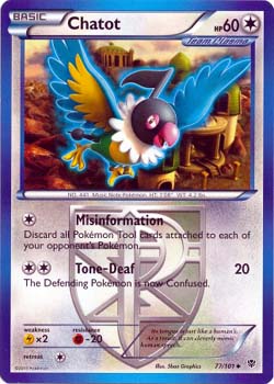 Pokemon Trading Card Game Chatot 77/101 Uncommon Black & White Plasma Blast