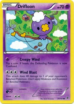 Pokemon Trading Card Game Drifloon 34/101 Common Black & White Plasma Blast