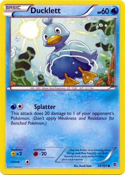 Pokemon Trading Card Game Ducklett 29/101 Common Black & White Plasma Blast