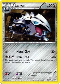 Pokemon Trading Card Game Lairon 58/101 Uncommon Black & White Plasma Blast