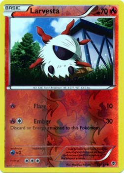 Pokemon Trading Card Game Larvesta 12/101 Reverse Holo Common Black & White Plasma Blast