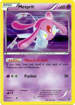 Pokemon Trading Card Game Mesprit 37/101 Holo Rare Black & White Plasma Blast