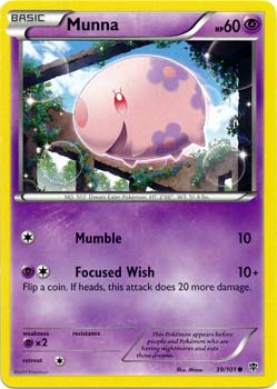 Pokemon Trading Card Game Munna 39/101  Common Black & White Plasma Blast