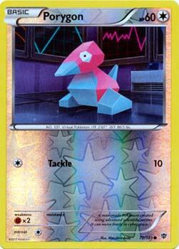 Pokemon Trading Card Game Porygon 72/101 Reverse Holo Common Black & White Plasma Blast