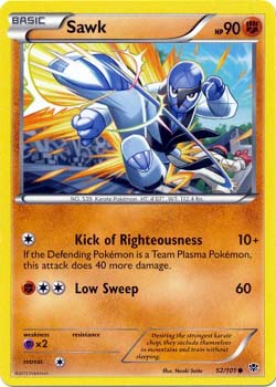 Pokemon Trading Card Game Sawk 52/101  Common Black & White Plasma Blast